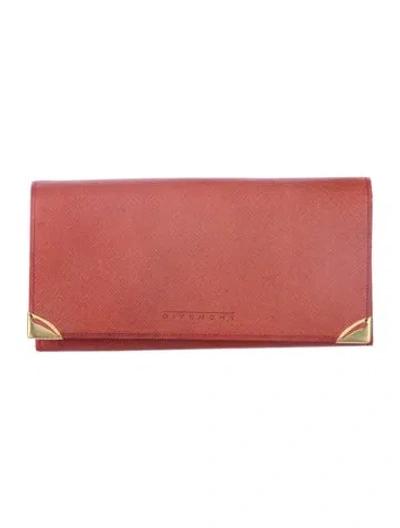 Pre-owned Givenchy Leather Continental Wallet In Red