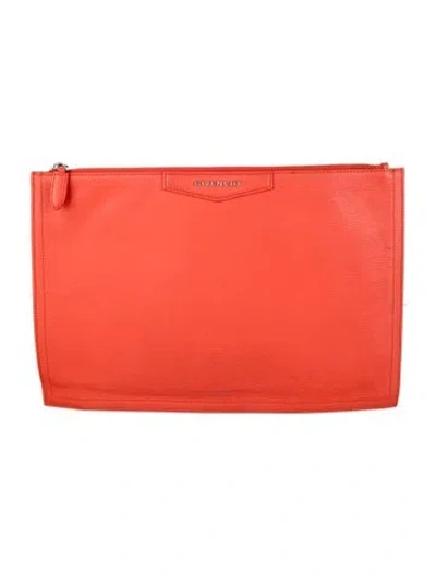 Pre-owned Givenchy Leather Cosmetic Bag In Orange