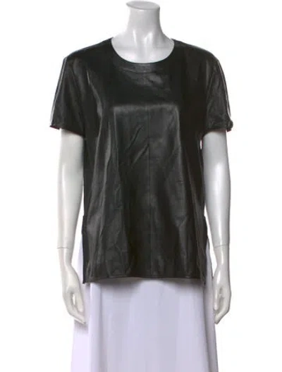 Pre-owned Givenchy Leather Crew Neck T-shirt In Black