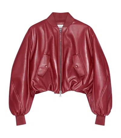 Givenchy Leather Cropped Cocoon Bomber Jacket In Red