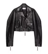 Givenchy Leather Cropped Cocoon Jacket In Black
