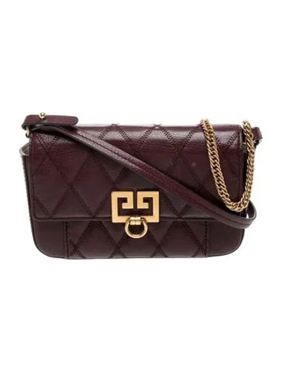 Pre-owned Givenchy Leather Crossbody Bag In Burgundy