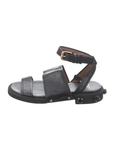 Pre-owned Givenchy Leather Crystal Embellishments Sandals In Black