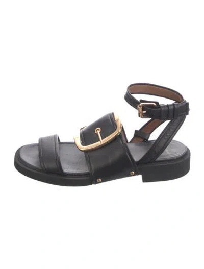 Pre-owned Givenchy Leather Crystal Embellishments Sandals In Black