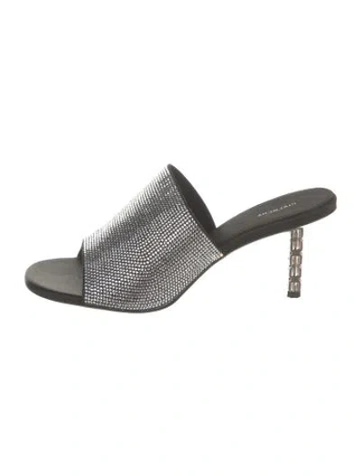 Pre-owned Givenchy Leather Crystal Embellishments Slides In Black