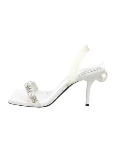 Pre-owned Givenchy Leather Crystal Embellishments Slingback Sandals In Neutral