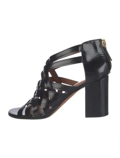 Pre-owned Givenchy Leather Cutout Accent Gladiator Sandals In Blue