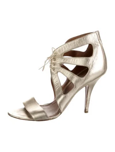 Pre-owned Givenchy Leather Cutout Accent Sandals In Gold