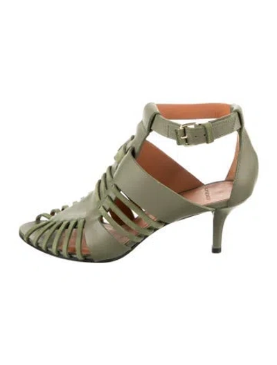 Pre-owned Givenchy Leather Cutout Accent Sandals In Green
