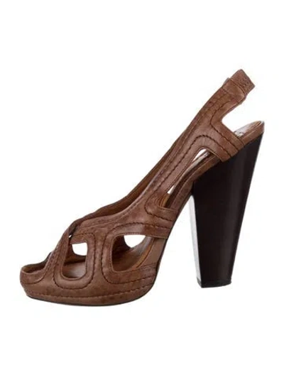 Pre-owned Givenchy Leather Cutout Accent Slingback Pumps In Brown