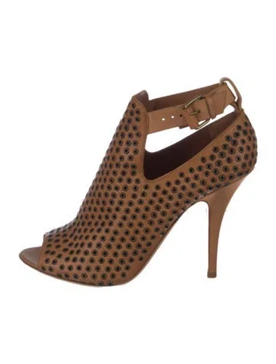 Pre-owned Givenchy Leather Cutout Accent Slingback Sandals In Brown