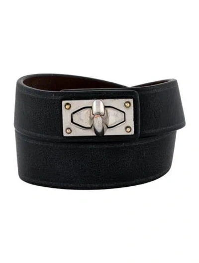 Pre-owned Givenchy Leather Double Loop Sharktooth Wrap Bracelet In Multi