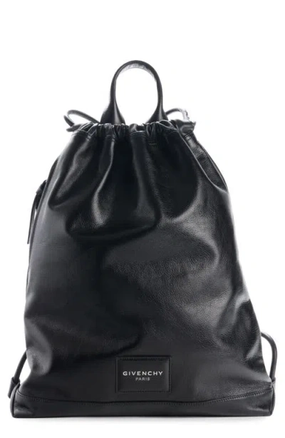Givenchy Leather Drawstring Backpack In Black