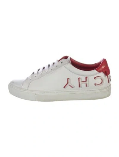 Pre-owned Givenchy Leather Embroidered Accent Sneakers In White