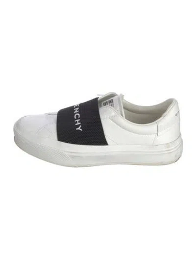 Pre-owned Givenchy Leather Embroidered Accent Sneakers In White