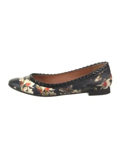 Pre-owned Givenchy Leather Floral Print Ballet Flats In Black