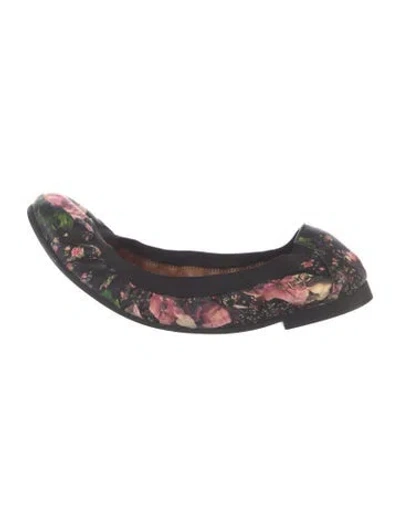 Pre-owned Givenchy Leather Floral Print Ballet Flats In Black