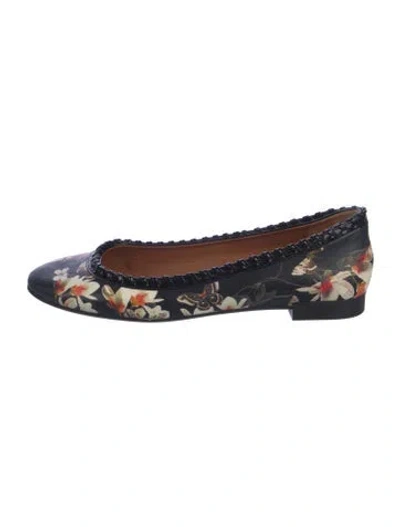 Pre-owned Givenchy Leather Floral Print Ballet Flats In Blue