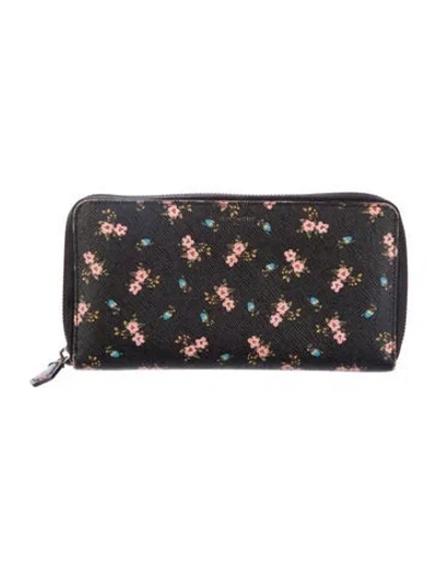 Pre-owned Givenchy Leather Floral Print Continental Wallet In Multi