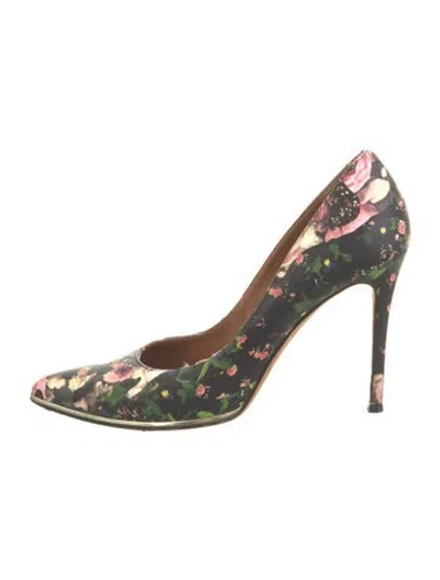 Pre-owned Givenchy Leather Floral Print Pumps In Black