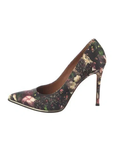 Pre-owned Givenchy Leather Floral Print Pumps In Black