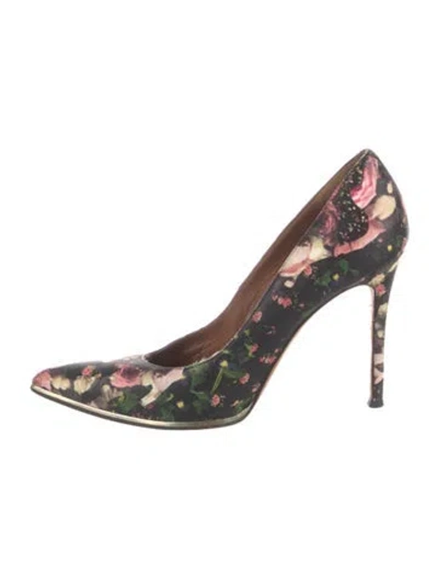 Pre-owned Givenchy Leather Floral Print Pumps In Black