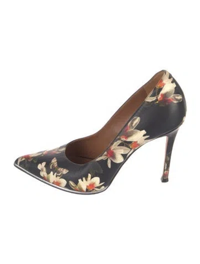Pre-owned Givenchy Leather Floral Print Pumps In Black