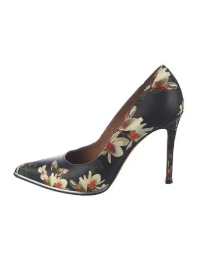 Pre-owned Givenchy Leather Floral Print Pumps In Black