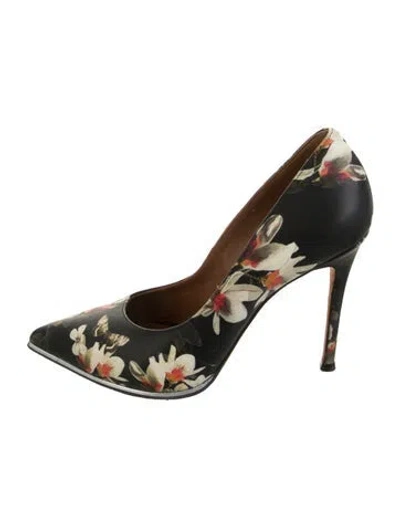 Pre-owned Givenchy Leather Floral Print Pumps In Black