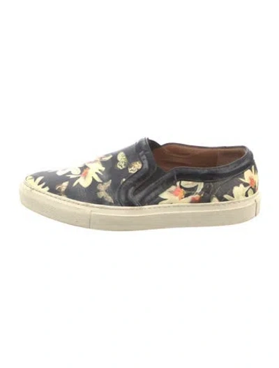 Pre-owned Givenchy Leather Floral Print Sneakers In Black