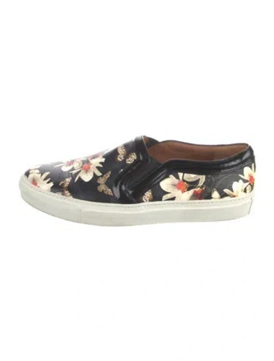 Pre-owned Givenchy Leather Floral Print Sneakers In Black