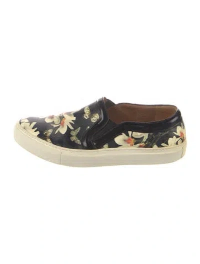 Pre-owned Givenchy Leather Floral Print Sneakers In Black