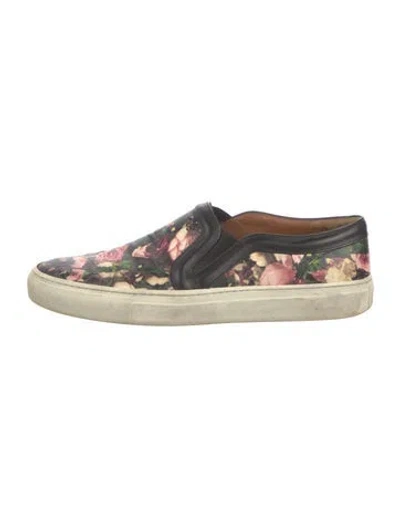 Pre-owned Givenchy Leather Floral Print Sneakers In Black