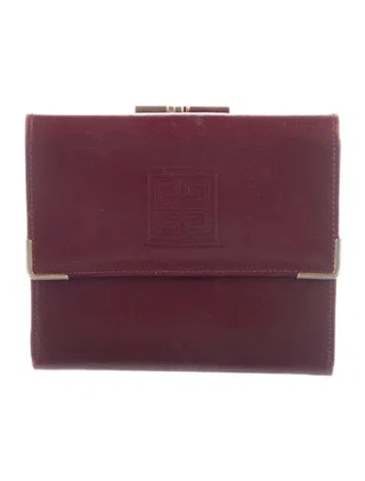 Pre-owned Givenchy Leather French Purse In Burgundy