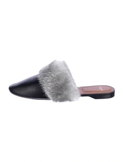 Pre-owned Givenchy Leather Fur Trim Mules In Multi
