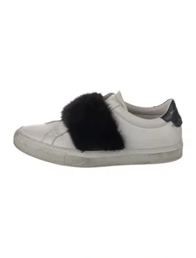 Pre-owned Givenchy Leather Fur Trim Sneakers In White