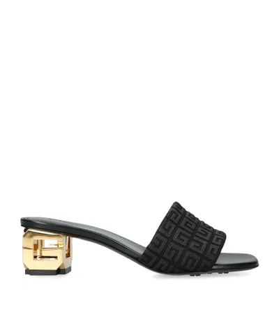 Givenchy G Cube Heeled Mules In 4g Canvas In Black