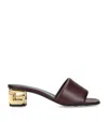 Givenchy Calfskin G Cube-heel Mule Sandals In Burgundy