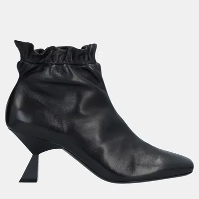 Pre-owned Givenchy Leather Geometric Heel Ankle Boots 40 In Black