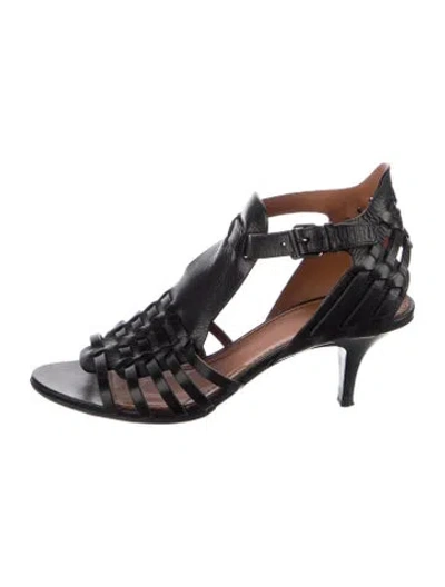 Pre-owned Givenchy Leather Gladiator Sandals In Black