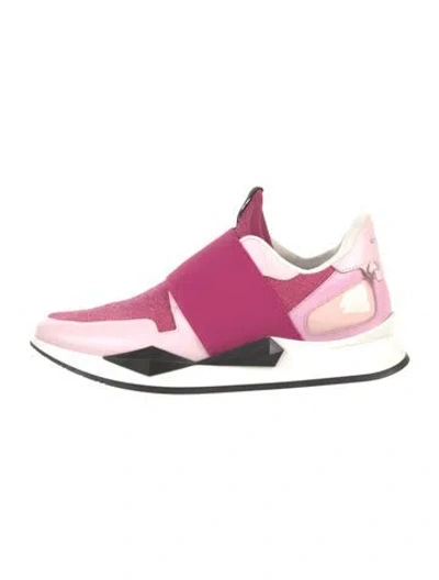 Pre-owned Givenchy Leather Glitter Accents Sneakers In Black/pink/white