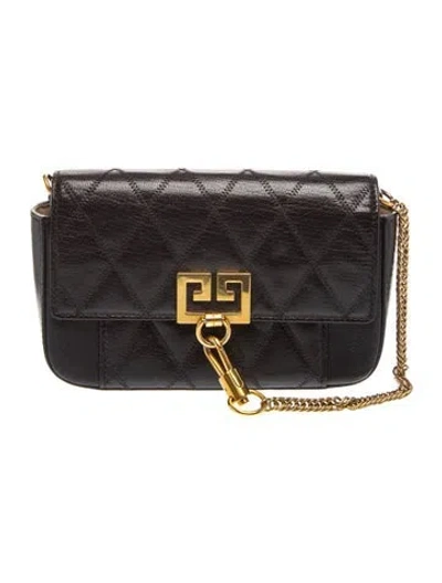 Pre-owned Givenchy Leather Goatskin Quilted Gv3 Mini Pocket Convertible Bag Mini In Black