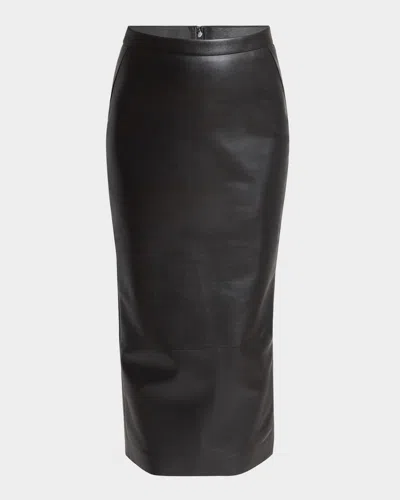 Givenchy Leather Godet-back Midi Pencil Skirt