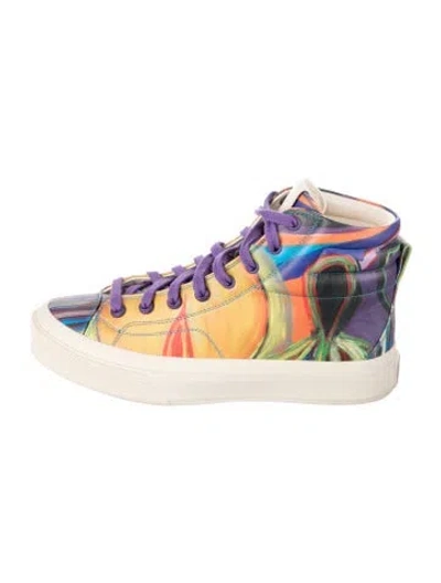 Pre-owned Givenchy Leather Graphic Print Athletic Sneakers In Orange