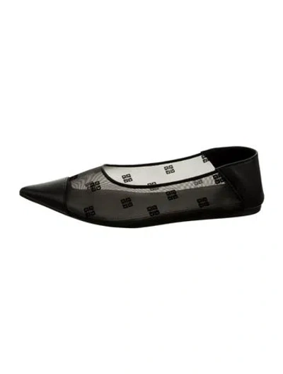 Pre-owned Givenchy Leather Graphic Print Ballet Flats In Black