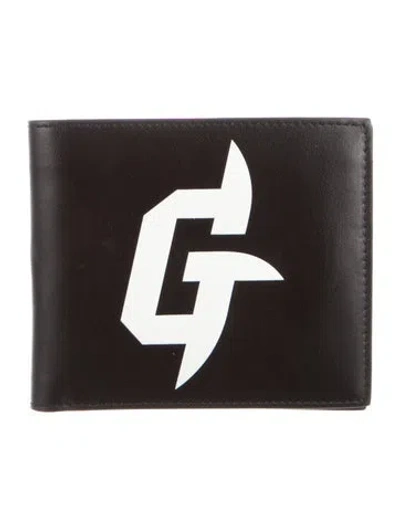 Pre-owned Givenchy Leather Graphic Print Bifold Wallet In Black