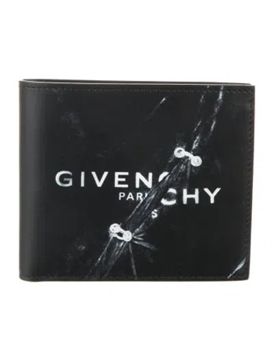 Pre-owned Givenchy Leather Graphic Print Bifold Wallet In Black