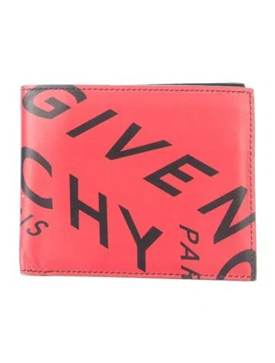 Pre-owned Givenchy Leather Graphic Print Bifold Wallet In Red