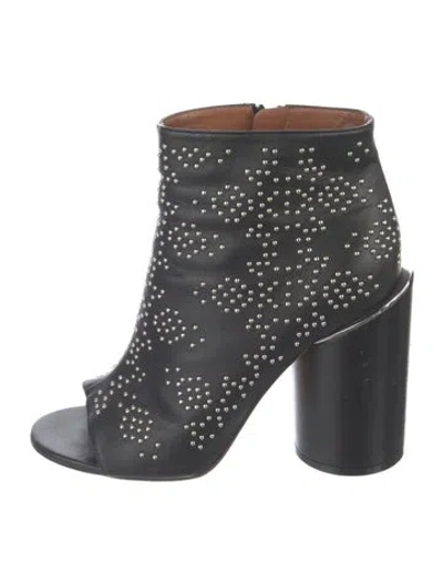 Pre-owned Givenchy Leather Graphic Print Boots In Black