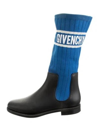 Pre-owned Givenchy Leather Graphic Print Chelsea Boots In Black